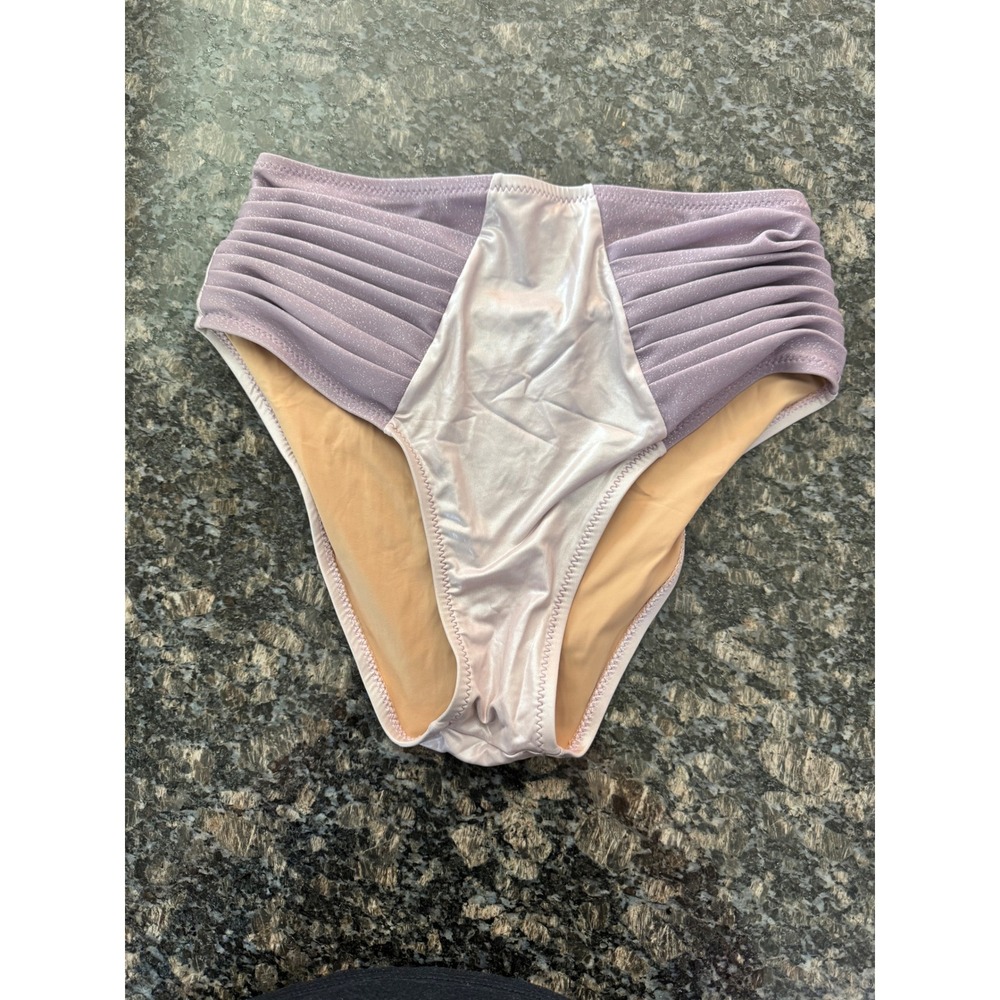 Oceanus Swimwear High Waisted Bikini Bottoms Metallic Lavender Small Italy